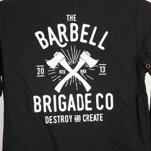 Barbell Brigade Coaches Jacket Men Small Black Destroy and Create Graphic Nylon*